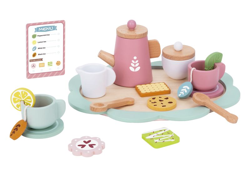 Set de Té Juego de Madera con Bandeja