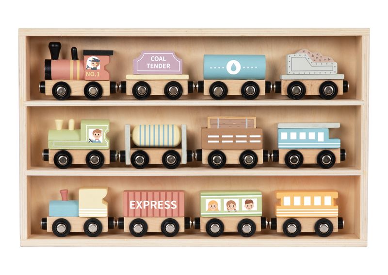 Set de Trenes y Vagones de Madera con Iman