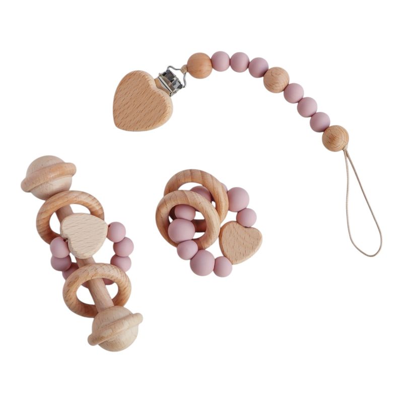 Set de Sujetador para Chupete y Sonajeros de Corazon Stella Kids