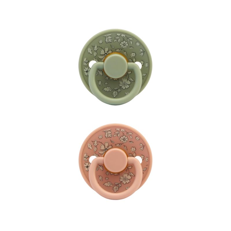 Duo de Chupetes de Goma 100% Natural con Flower Print