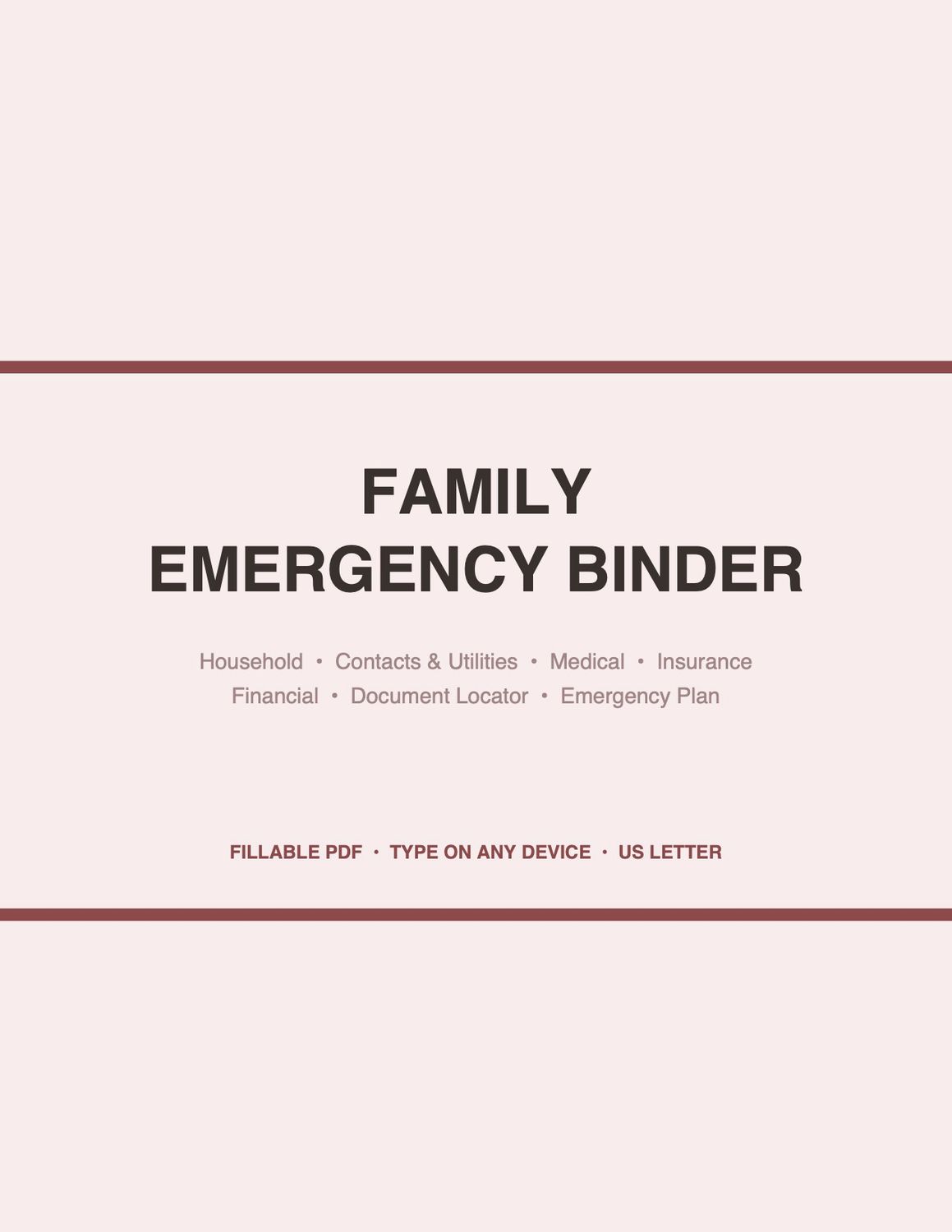 Family Emergency Binder Bundle