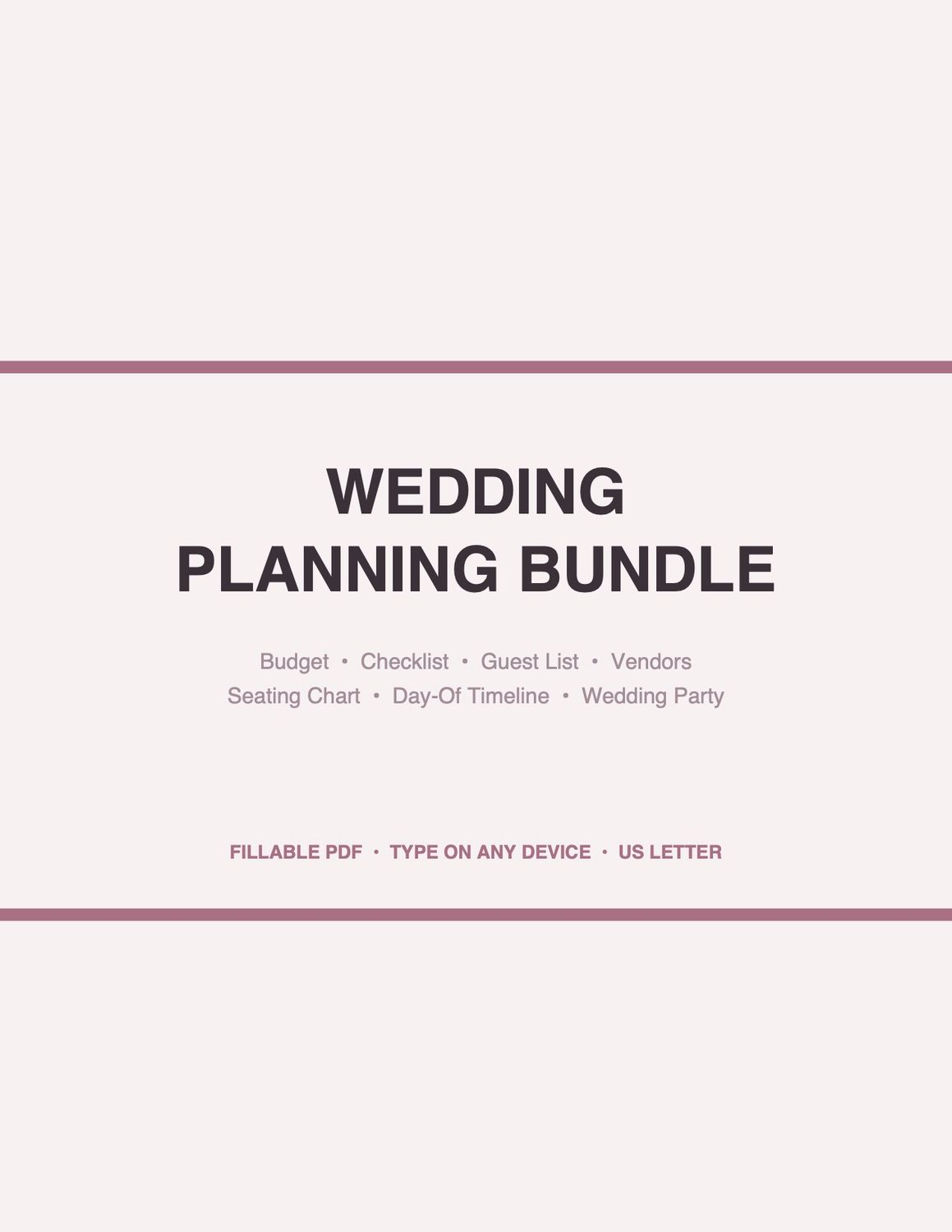 Wedding Planning Bundle – Printable &amp; Fillable