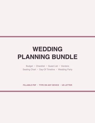 Wedding Planning Bundle – Printable &amp; Fillable