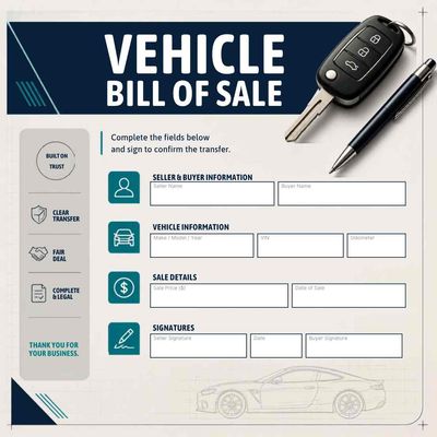 Vehicle Bill of Sale Template – Printable &amp; Fillable PDF