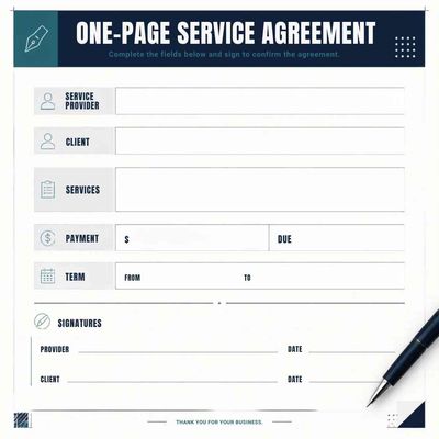 One Page Service Agreement Template – Independent Contractor Contract