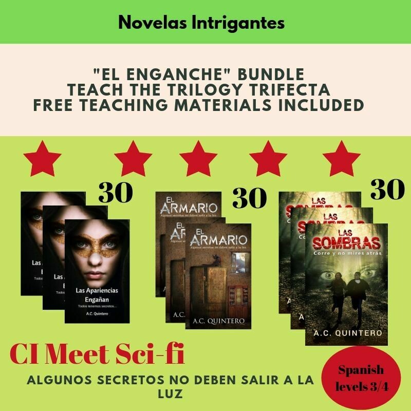 90 Novels: Las apariencias engañan,El armario & Las sombras (Level 3+) Teaching materials included *discounted shipping