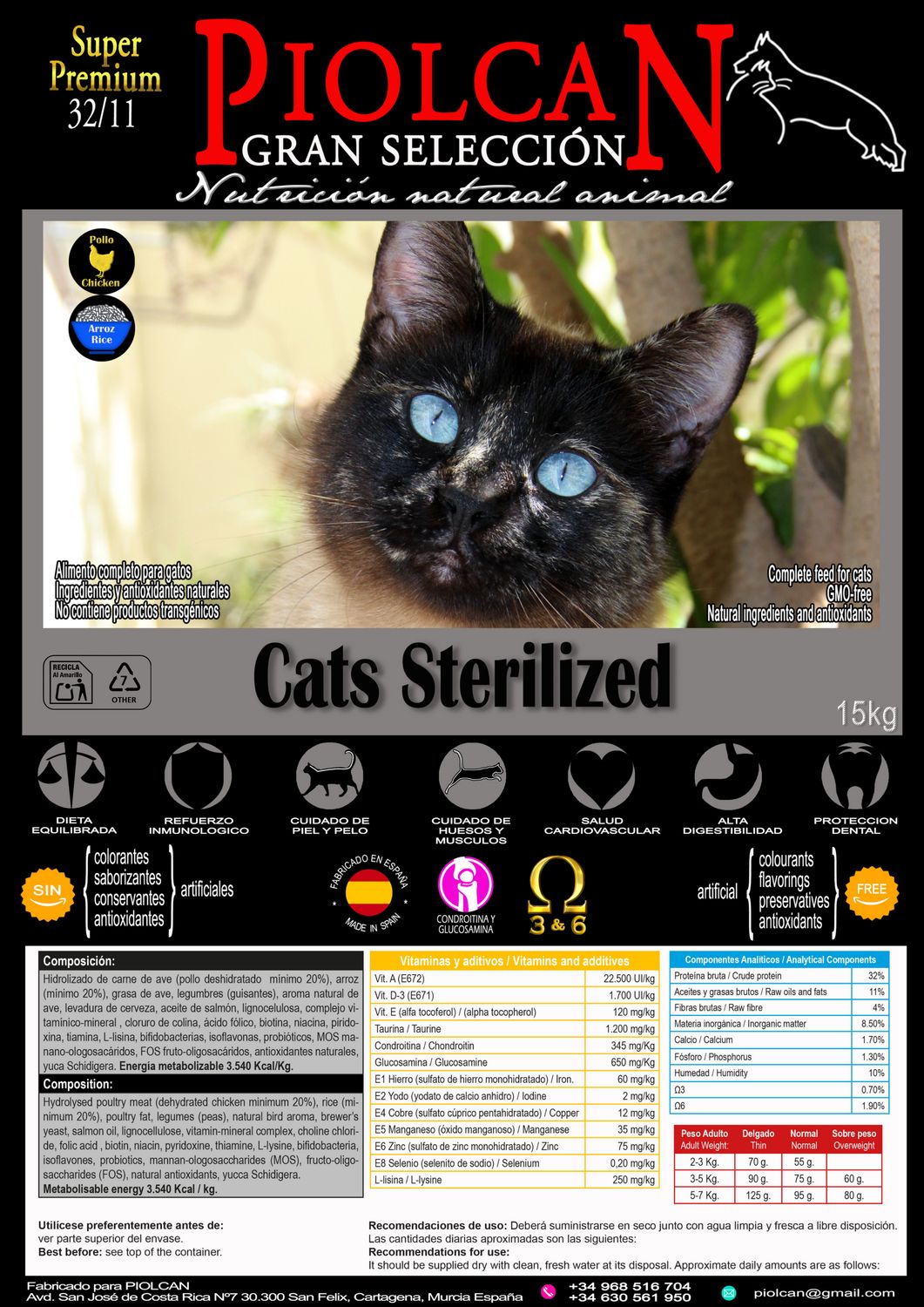 Piolcan Super Premium Cats Esterilized 32/11 Piolcan Super Premium Cats Esterilized 32/11