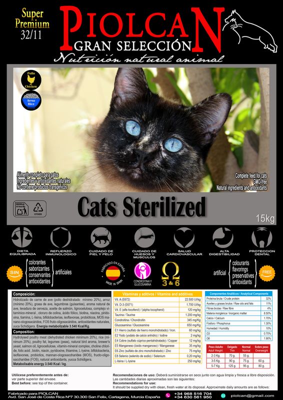 Piolcan Super Premium Cats Esterilized 32/11 Piolcan Super Premium Cats Esterilized 32/11