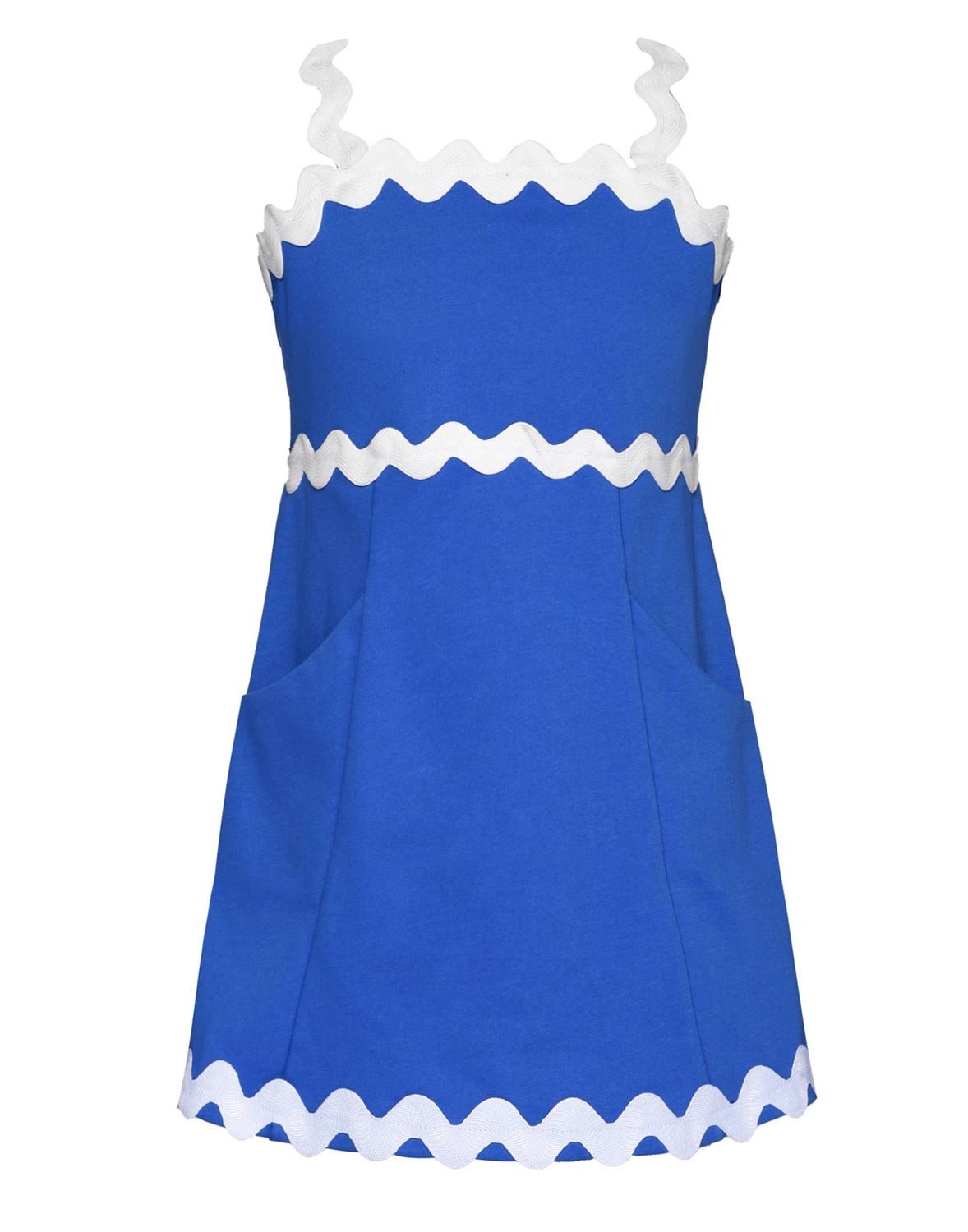 A-LINE RICK RACK DRESS W/ POCKETS: ROYAL BLUE