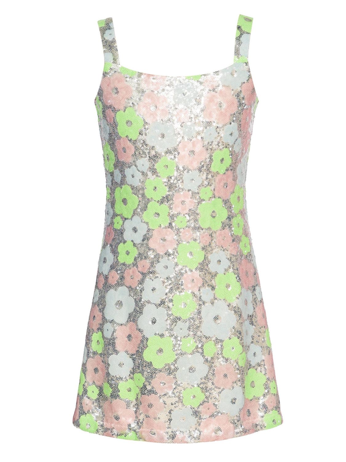 FLOWER SEQUIN DRESS: SILVER MULTI