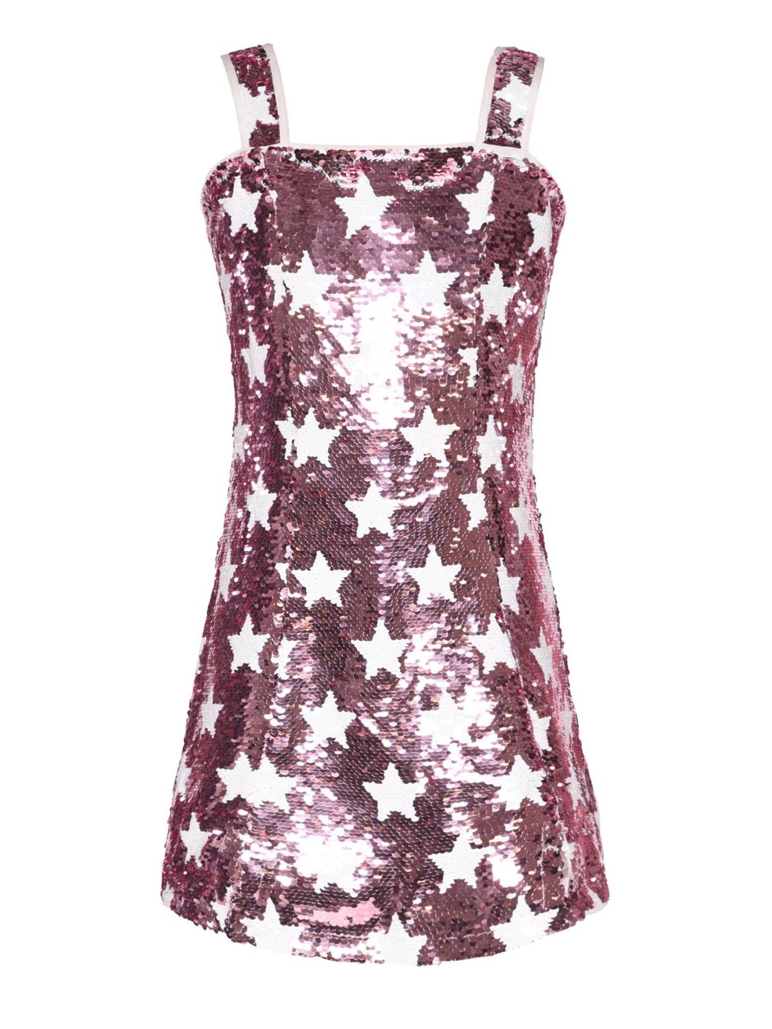 SEQUIN STAR PRINT SHIFT DRESS: PINK MULTI