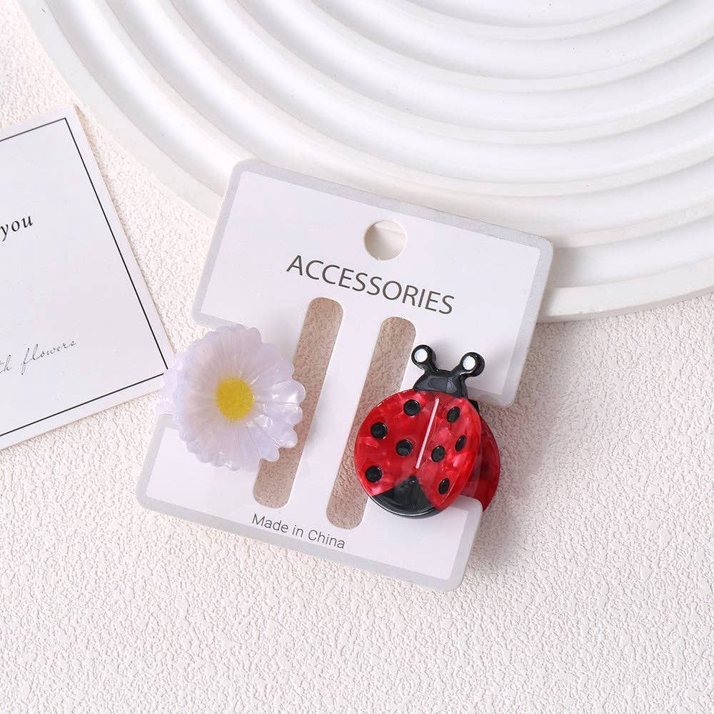 Mini Hair Clips -Ladybug and Daisy