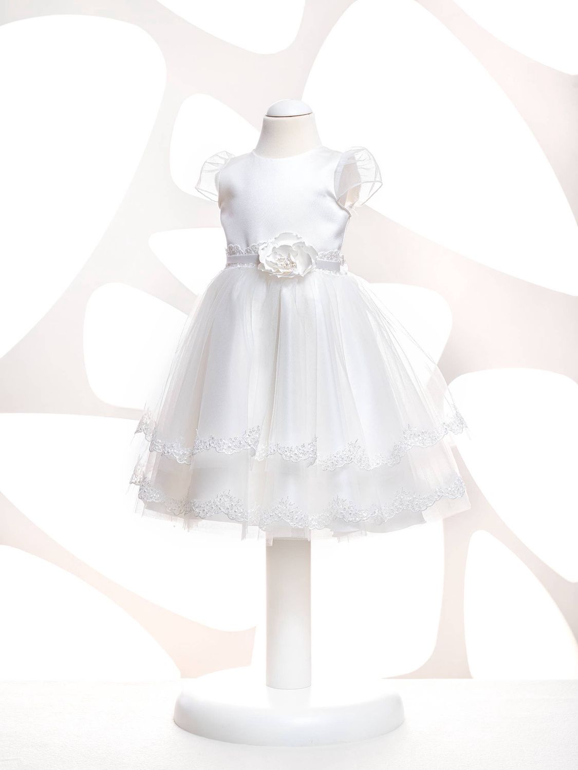 Tea Length Flower Belt Dress, Size: 6Y