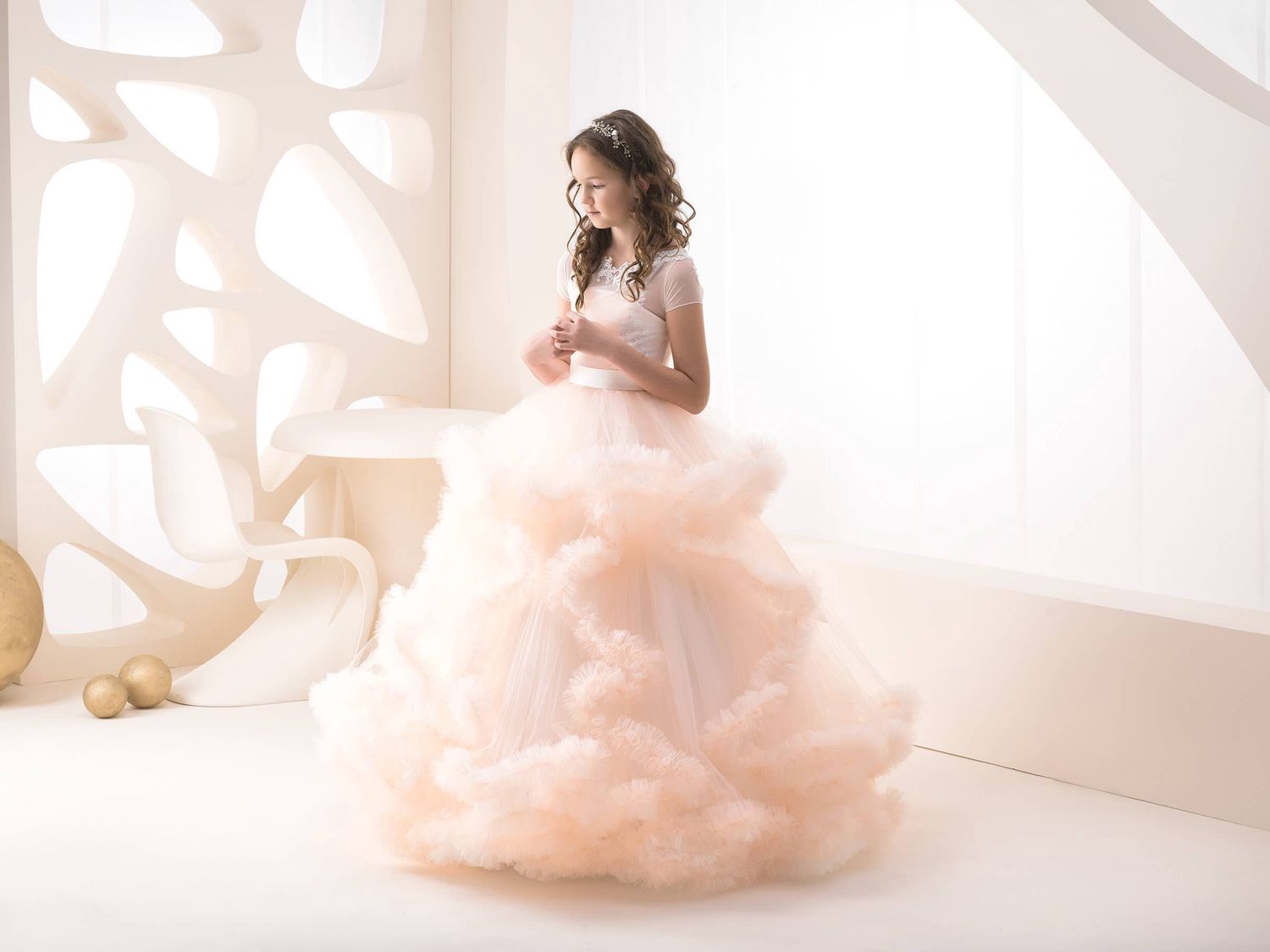 Peach Tiered Dress