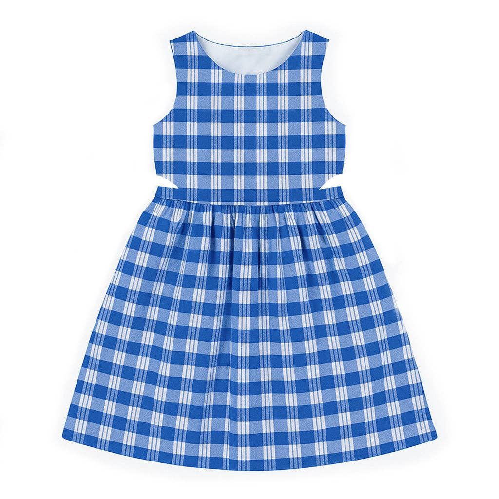 Plaid Seersucker Dress w/ Side Cut-Out