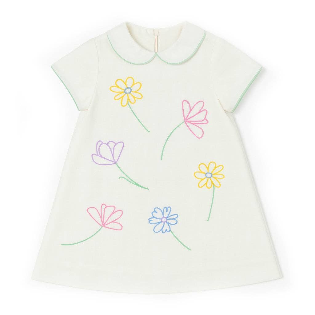 Linen Dress With Embroidered Flowers