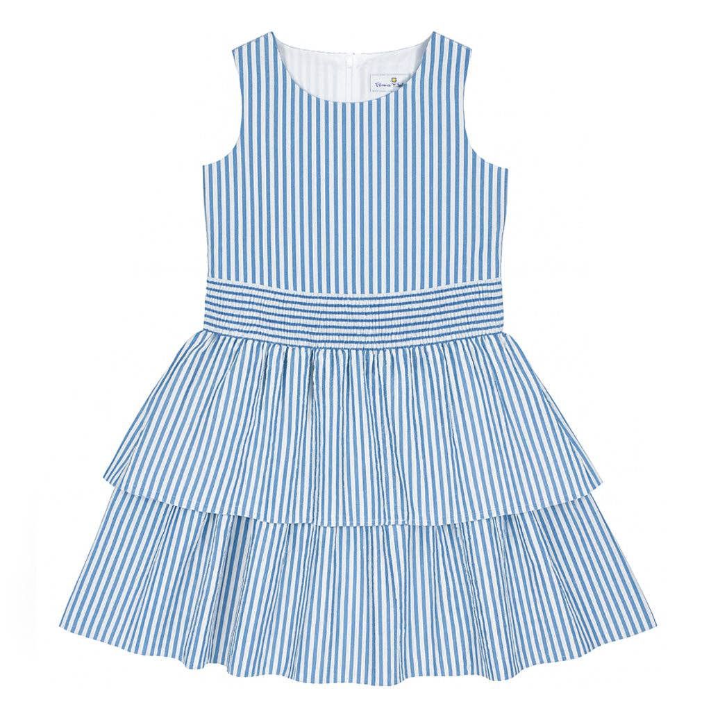 Seersucker Dress With Waist Ruching