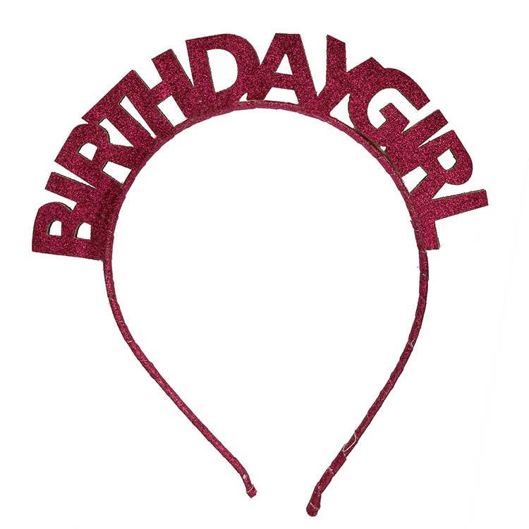 Glitter Birthday Girl Headband: Hot Pink