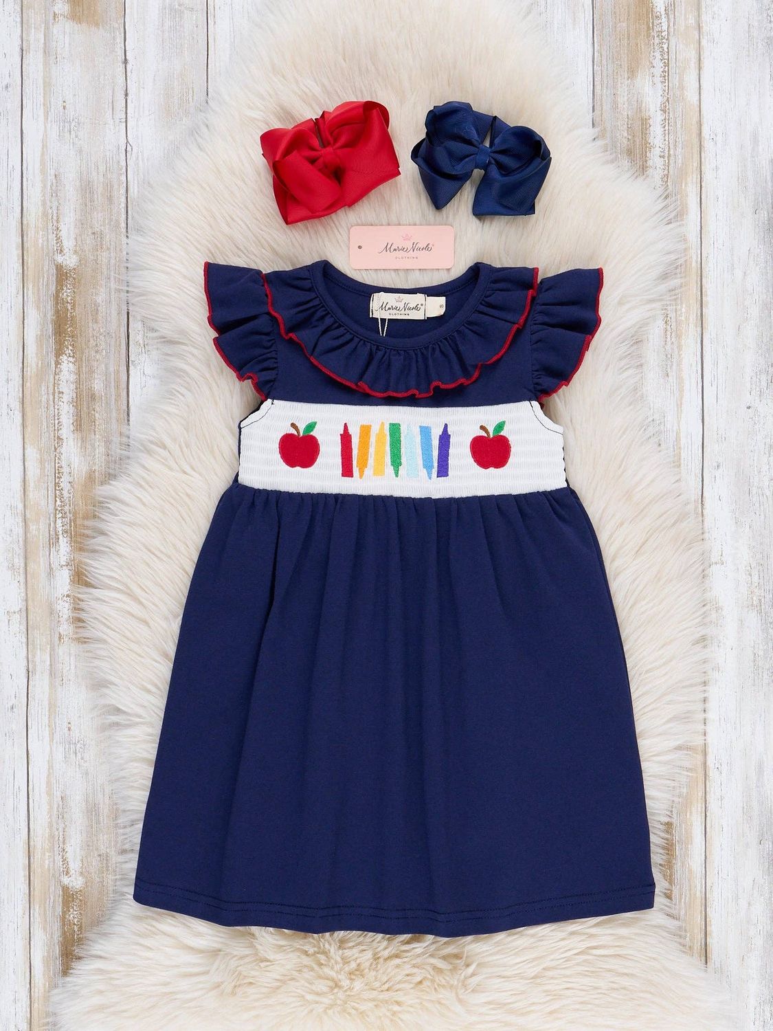 Marie Nicole Clothing - Little Artist Smocked Flutter Dress, Size: 6Y