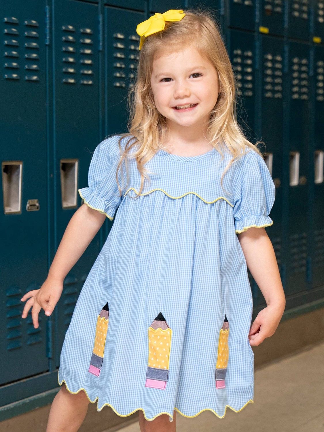 Marie Nicole Clothing - Scallop Hem Embroidered Pencils 100% Cotton Dress