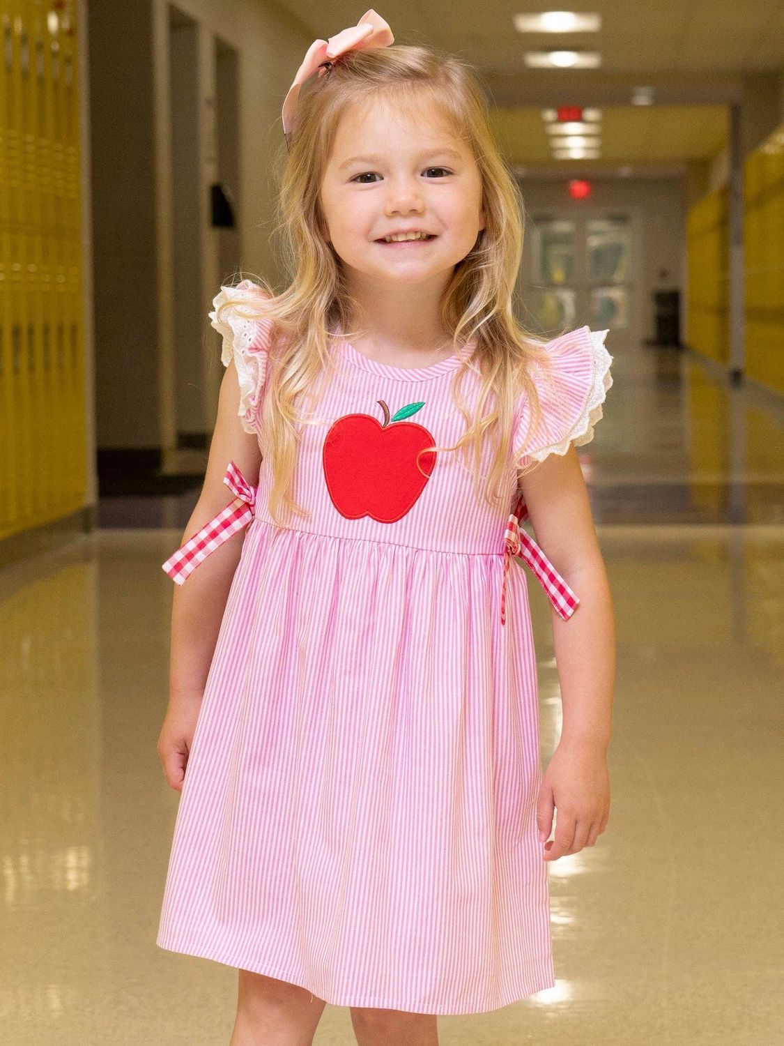Marie Nicole Clothing - Embroidered Apple 100% Cotton Dress