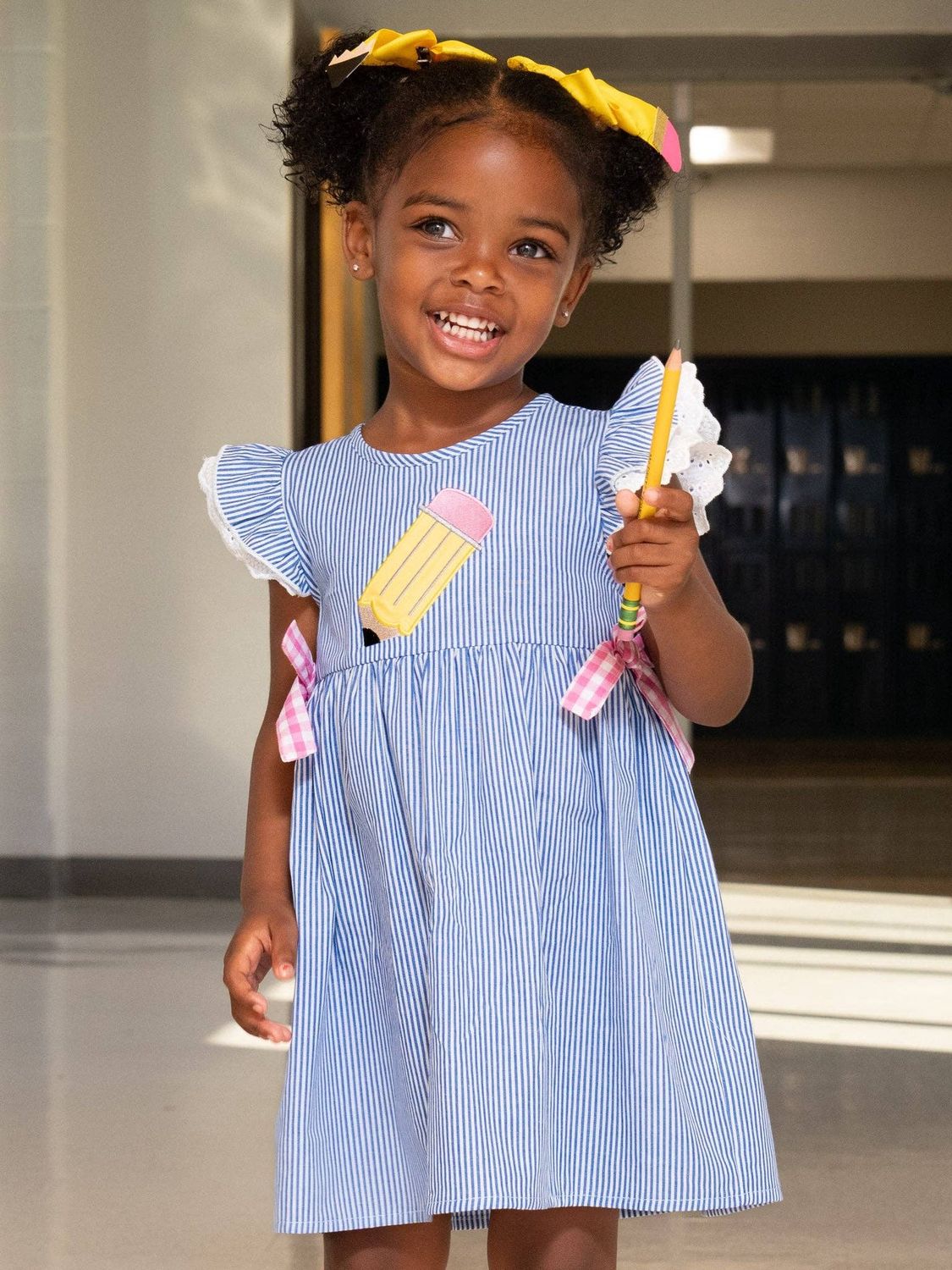 Marie Nicole Clothing - Embroidered Pencil Flutter 100% Cotton Dress
