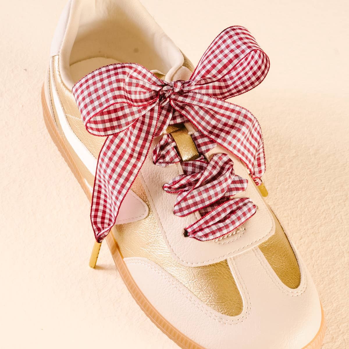 The Darling Effect - Step It Up Shoelaces–Gingham Burgundy