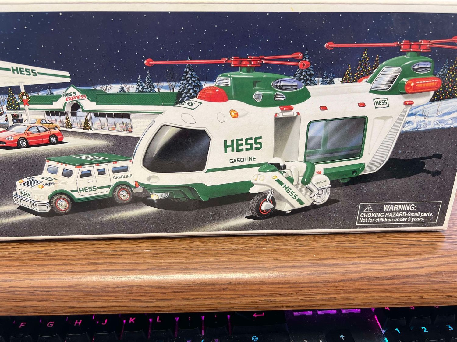 Hess Helicopter w/ Cruiser &amp; Motorcycle - NIB