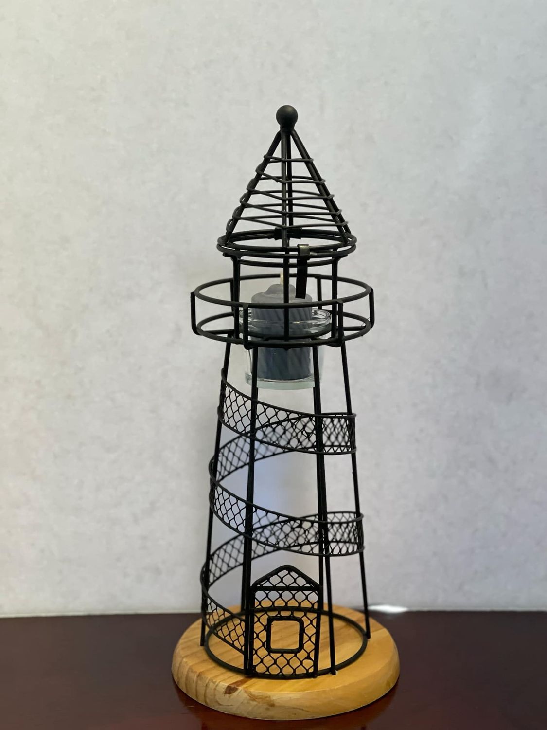 LIghthouse Candle Holder - Metal &amp; Wood