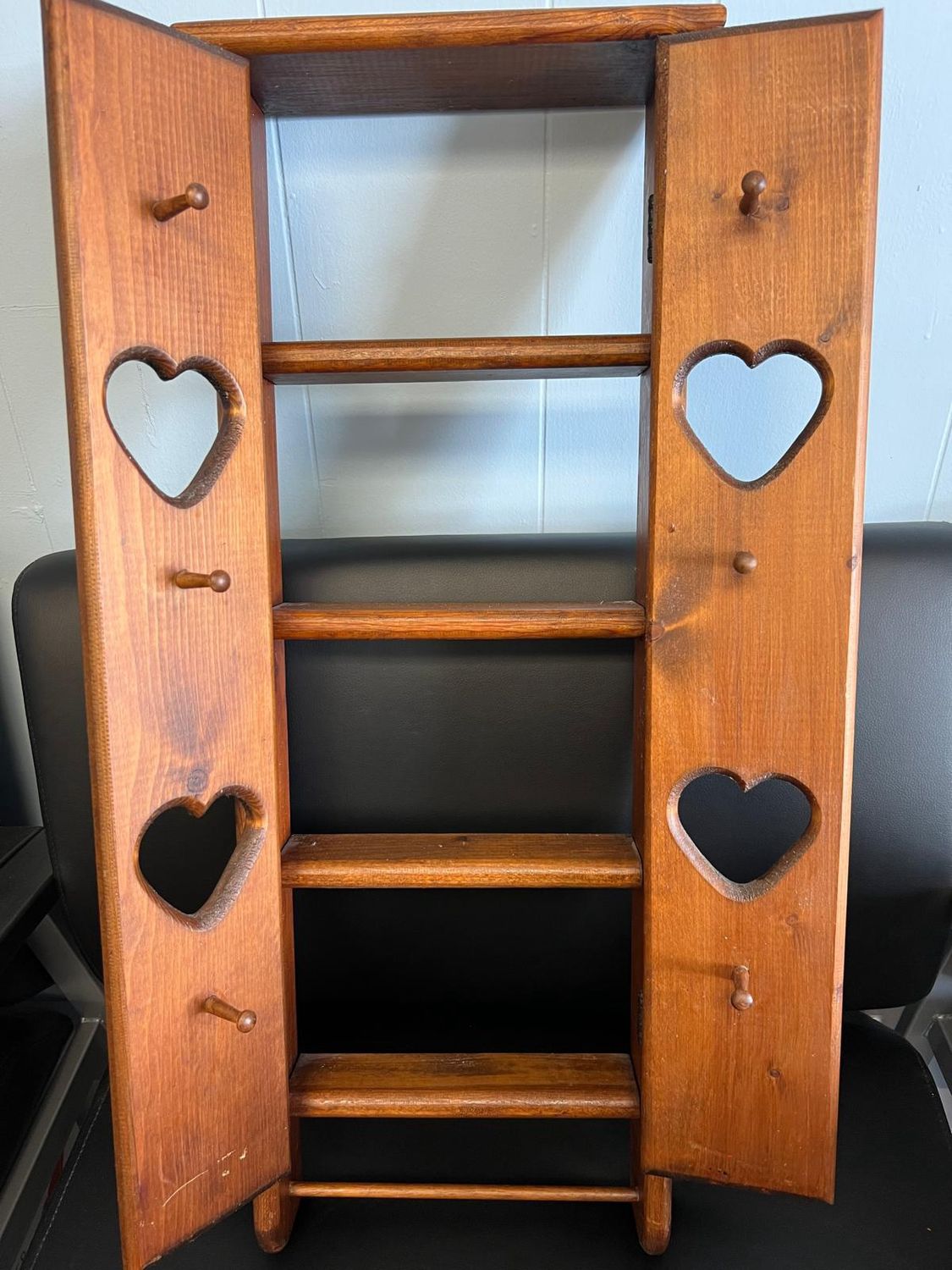 Vintage Wooden Whatnot Shelf with Heart Design