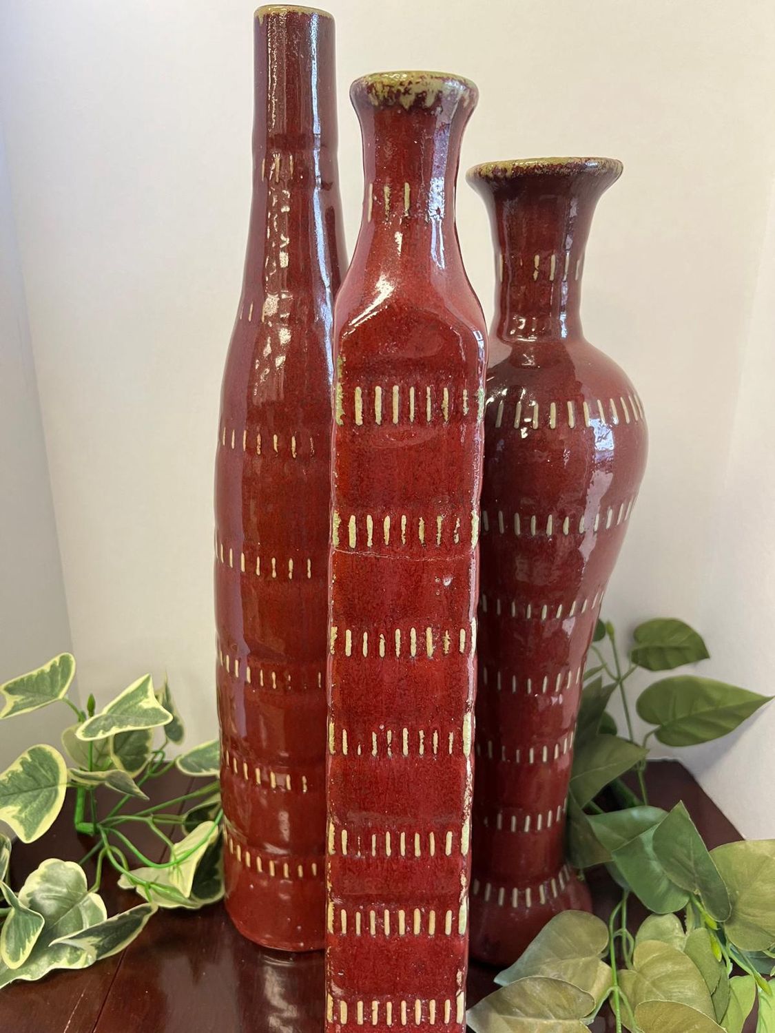 Red &amp; Tan Ceramic Home Decor Vase