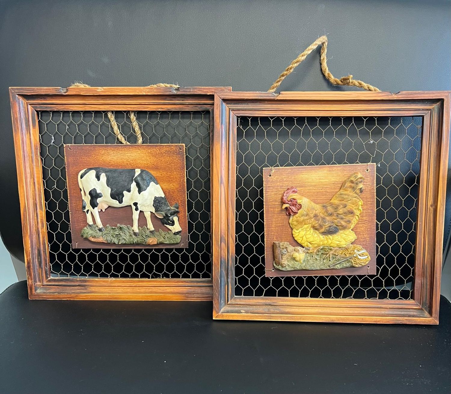 Cow in Chicken Wire Frame Home Decor