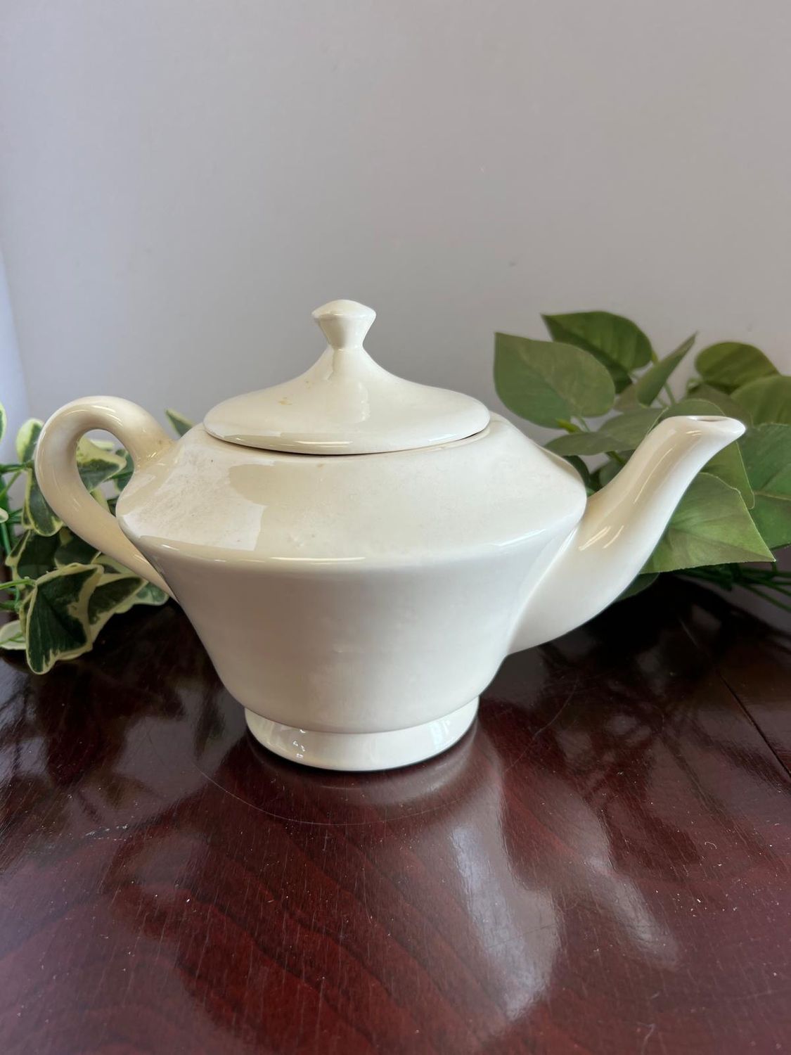 Vintage White Ceramic Floral Design  Teapot