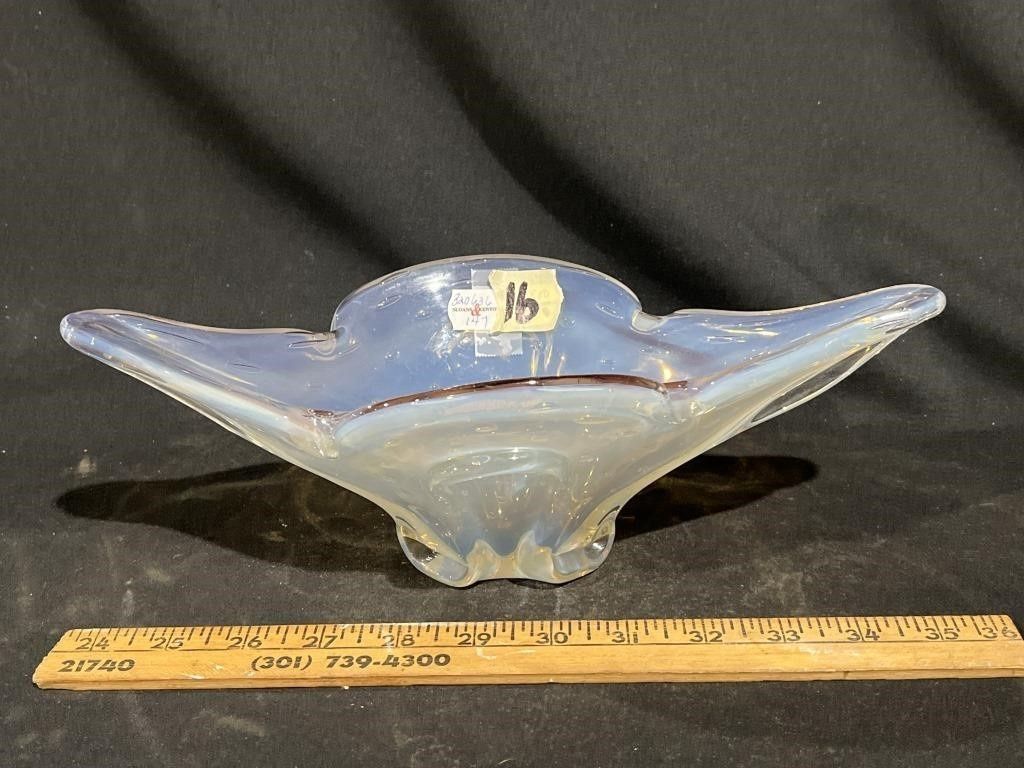 Hand Blown Murano Opalescent Glass Bowl