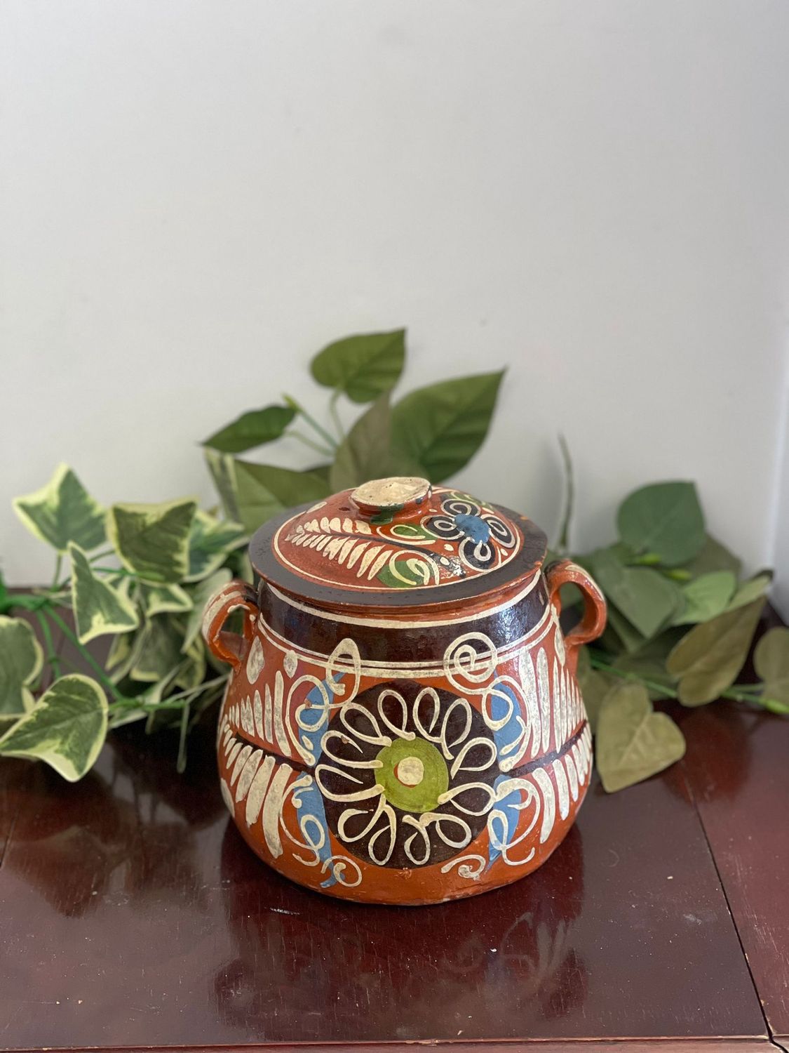 Large Antique Mexican Terracotta Food Pot 1960's