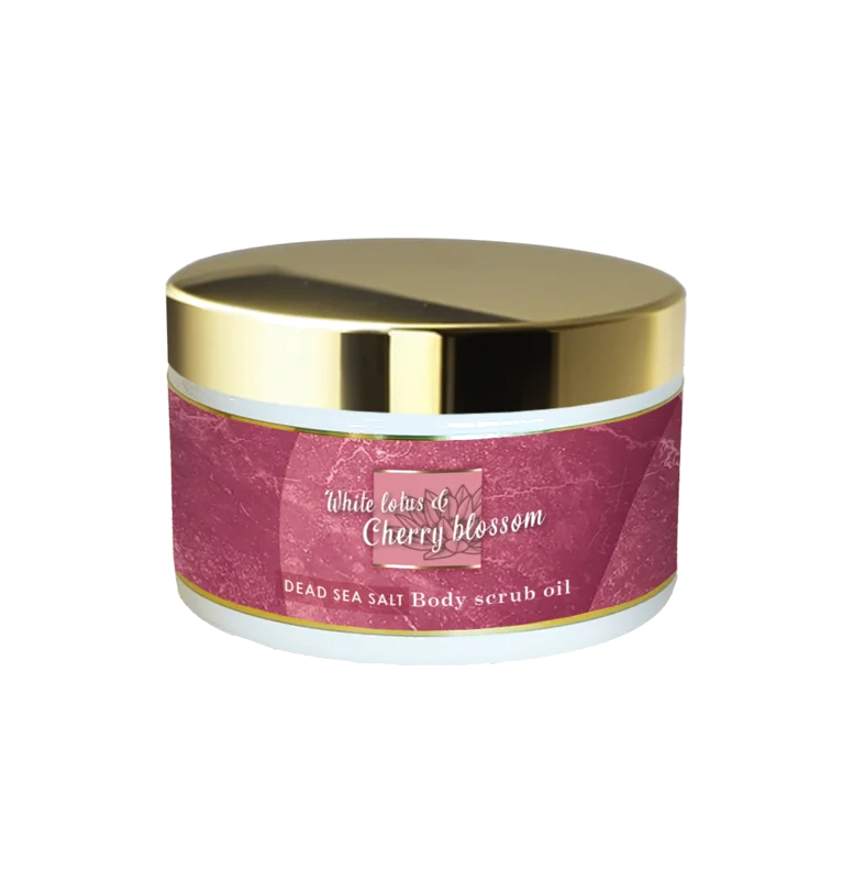 Dode Zee Zout Oliescrub - White Lotus & Cherry Blossom - 450gr