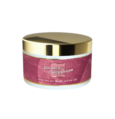Dode Zee Zout Oliescrub - White Lotus & Cherry Blossom - 450gr