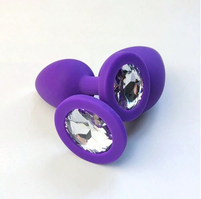 Plug Anal de Joya Silicona Morado Talla M