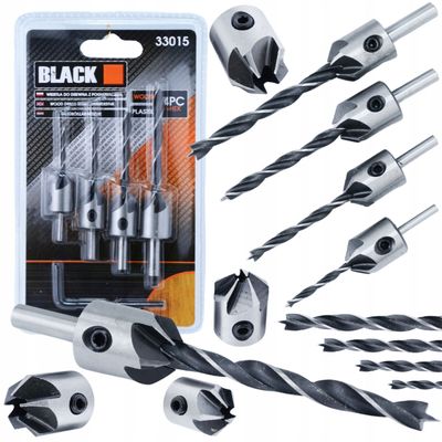 Wood drill bits with countersink