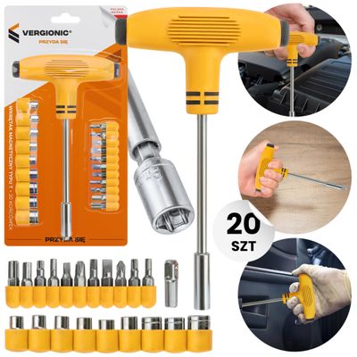 T-hand screwdriver socket and bit set