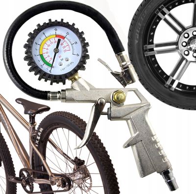 Air tyre inflator with pressure gauge