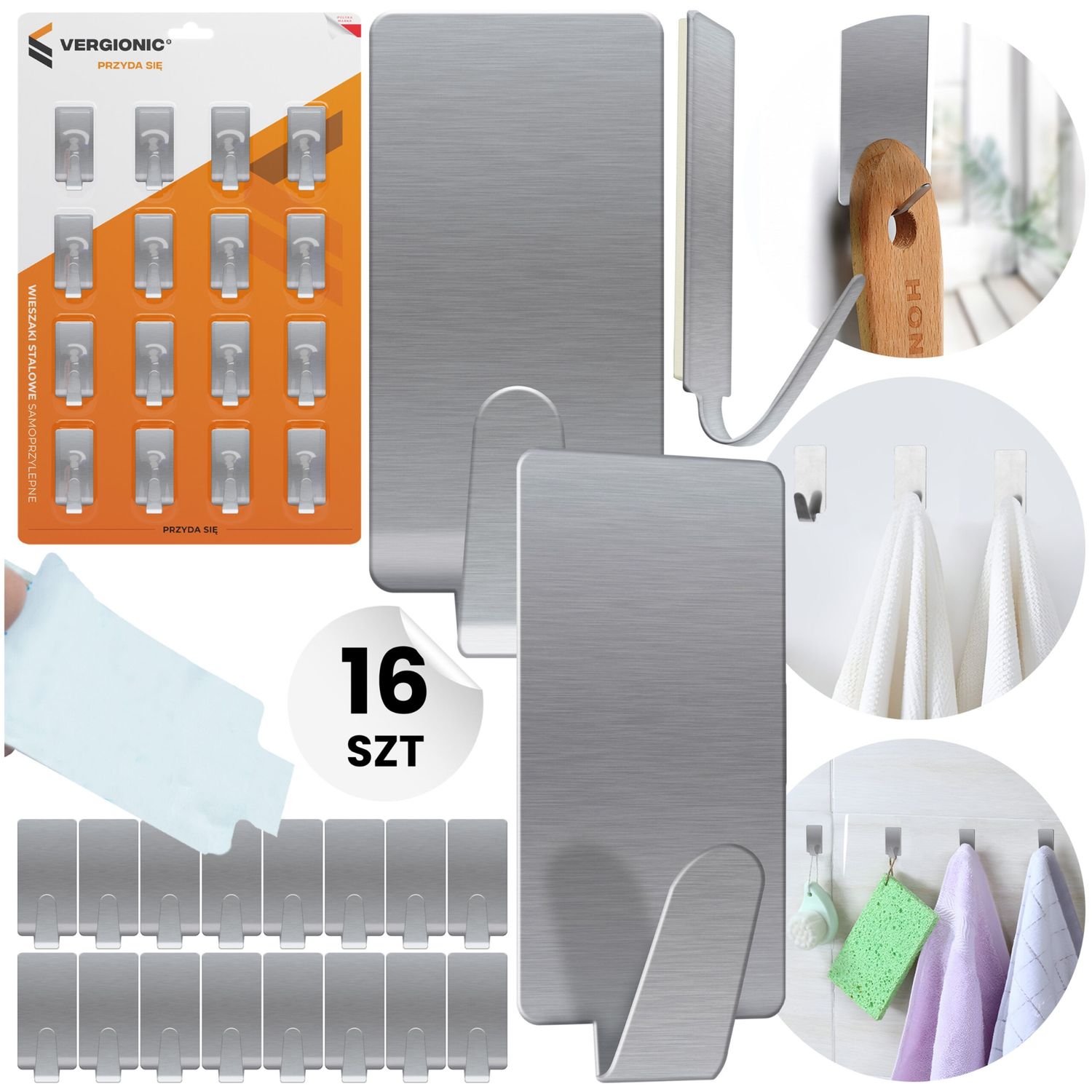 Self adhesive hooks 16pc