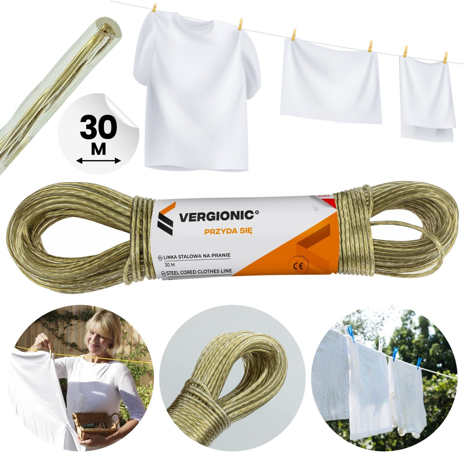 Steel laundry rope 30m