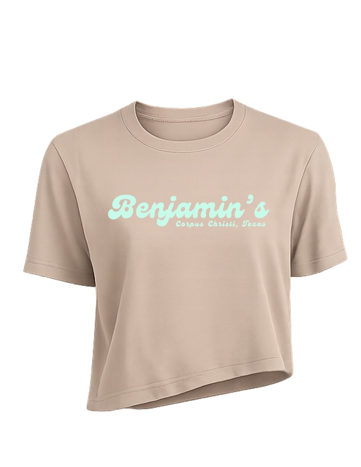 BENJAMINS 70'S SCRIPT TEE, Color: NATURAL - CROP TEE, Size: S