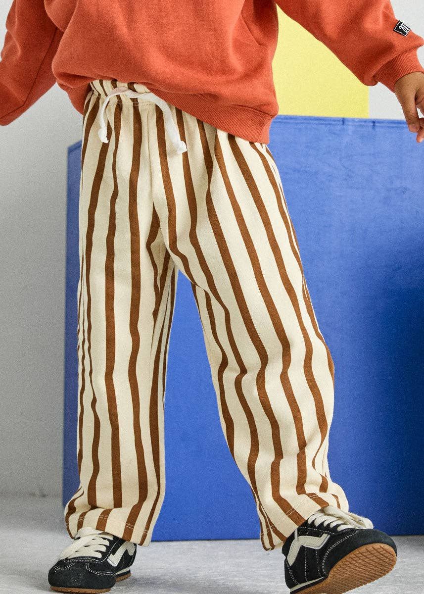 Striped French Terry Pant - Cream &amp; Rust