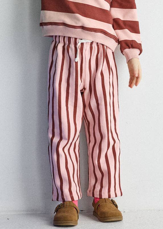 Striped French Terry Pant - Pink &amp; Burgundy