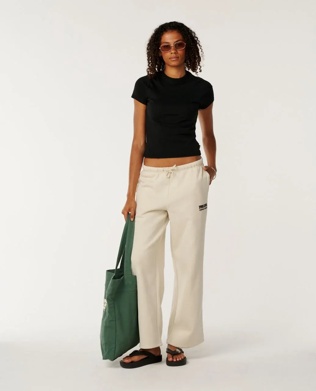 RIP CURL SURF PUFF WIDE LEG TRACKPANT, Color: NATURAL, Size: XS