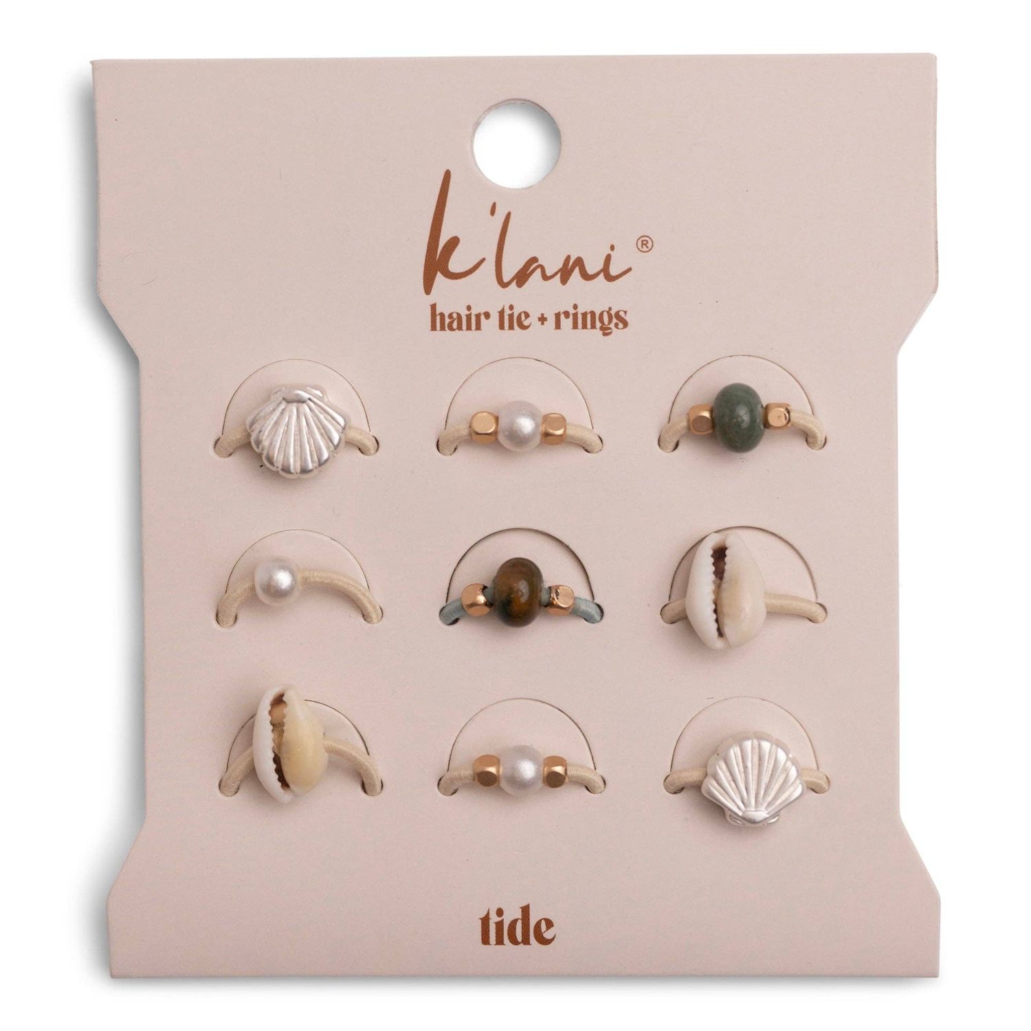 K'lani  "Tide" Seashell Beach Vibe Hair Tie Rings