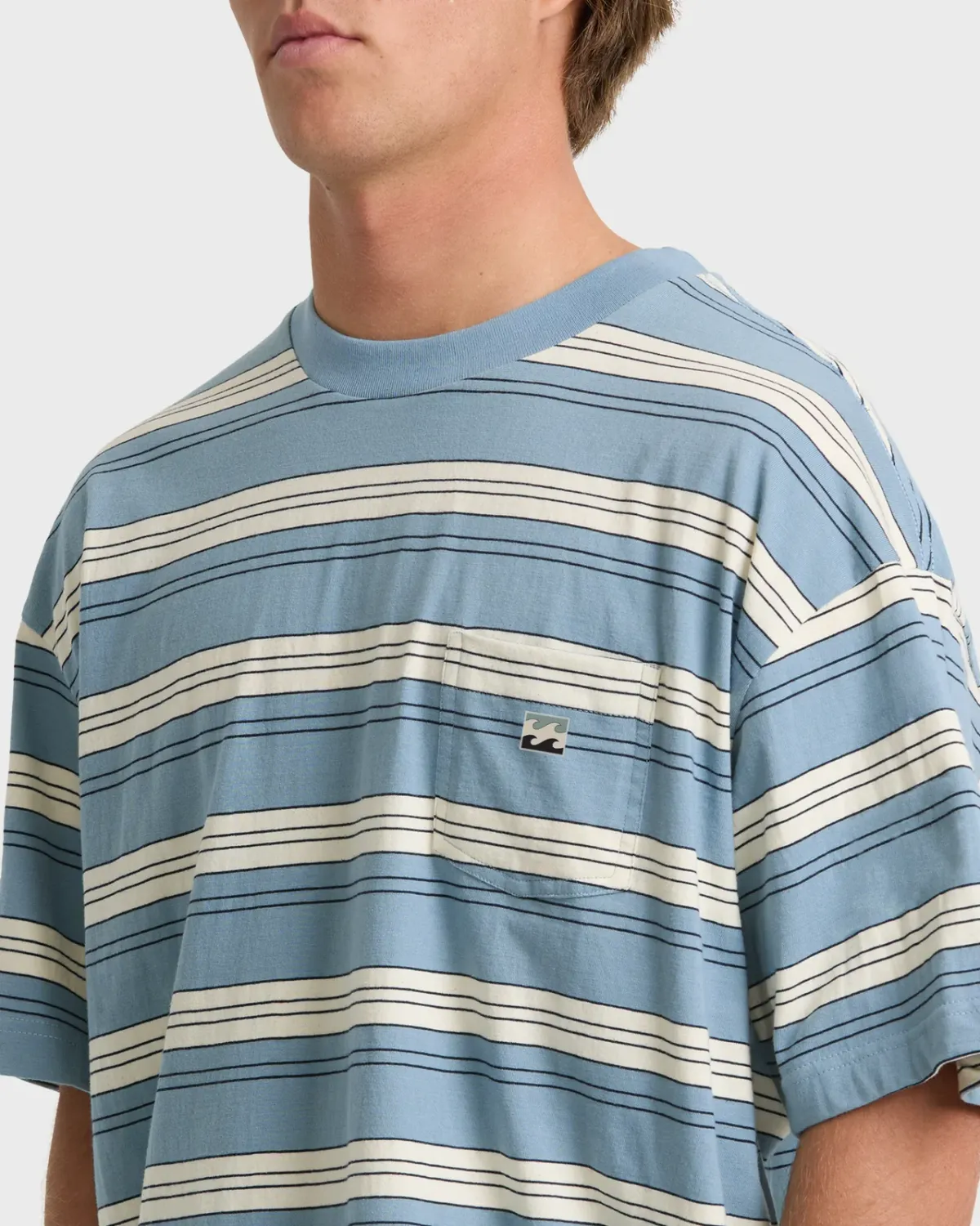 BILLABONG BAXTER CREW STRIPE SHIRT, Color: BLUE FOG, Size: S