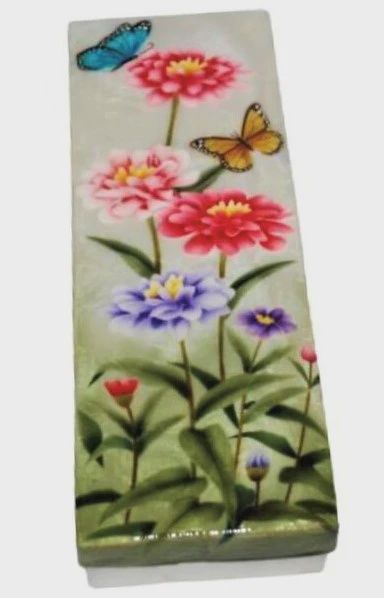 KU0152 - Capiz Box : Zinnias and Butterflies